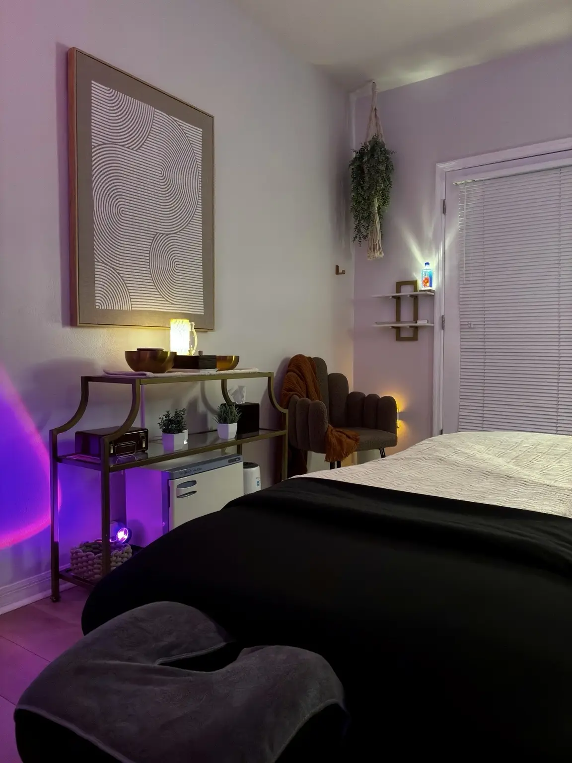 Clean comfortable massage studio at The Reset Room in Melbourne, Florida